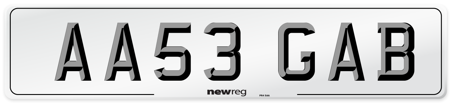 AA53 GAB Number Plate from New Reg